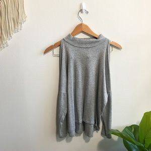 Lavender Field Cold Shoulder Long Sleeve Top Gray